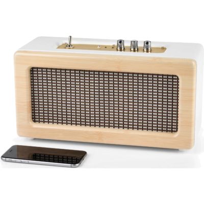 Intempo EE1447CRMSTK Retro Speaker with Leather Cover - Cream Intempo EE1447CRMSTK Retro Speaker with Leather Cover - Cream